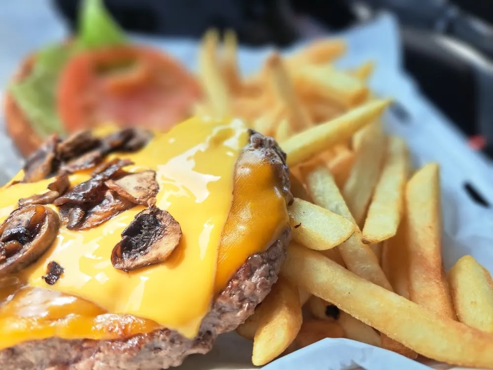 Cheeseburger with Cheddar and American